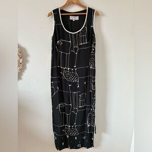 Dorothy Schoelen Vtg 90s Graphic Giraffe Tunic Maxi Dress - Medium